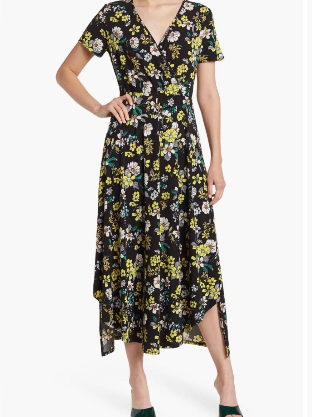 Love By Design Black Floral Maxi Dress with Yellow & White Flowers